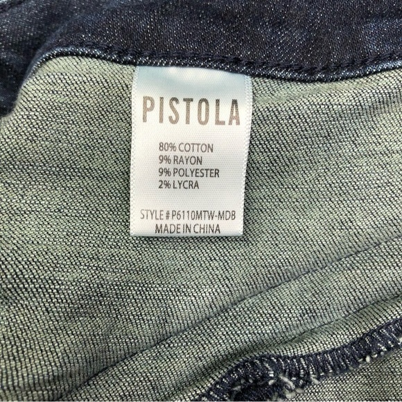 Pistola Arielle moto dark rinse skinny jeans decorative zippers front seam 30 - Picture 6 of 7